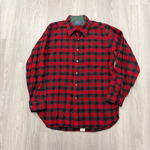 Pendleton Other - Vintage Pendleton Wool Flannel Shirt Men's Large Red Green Tartan Plaid 90s USA